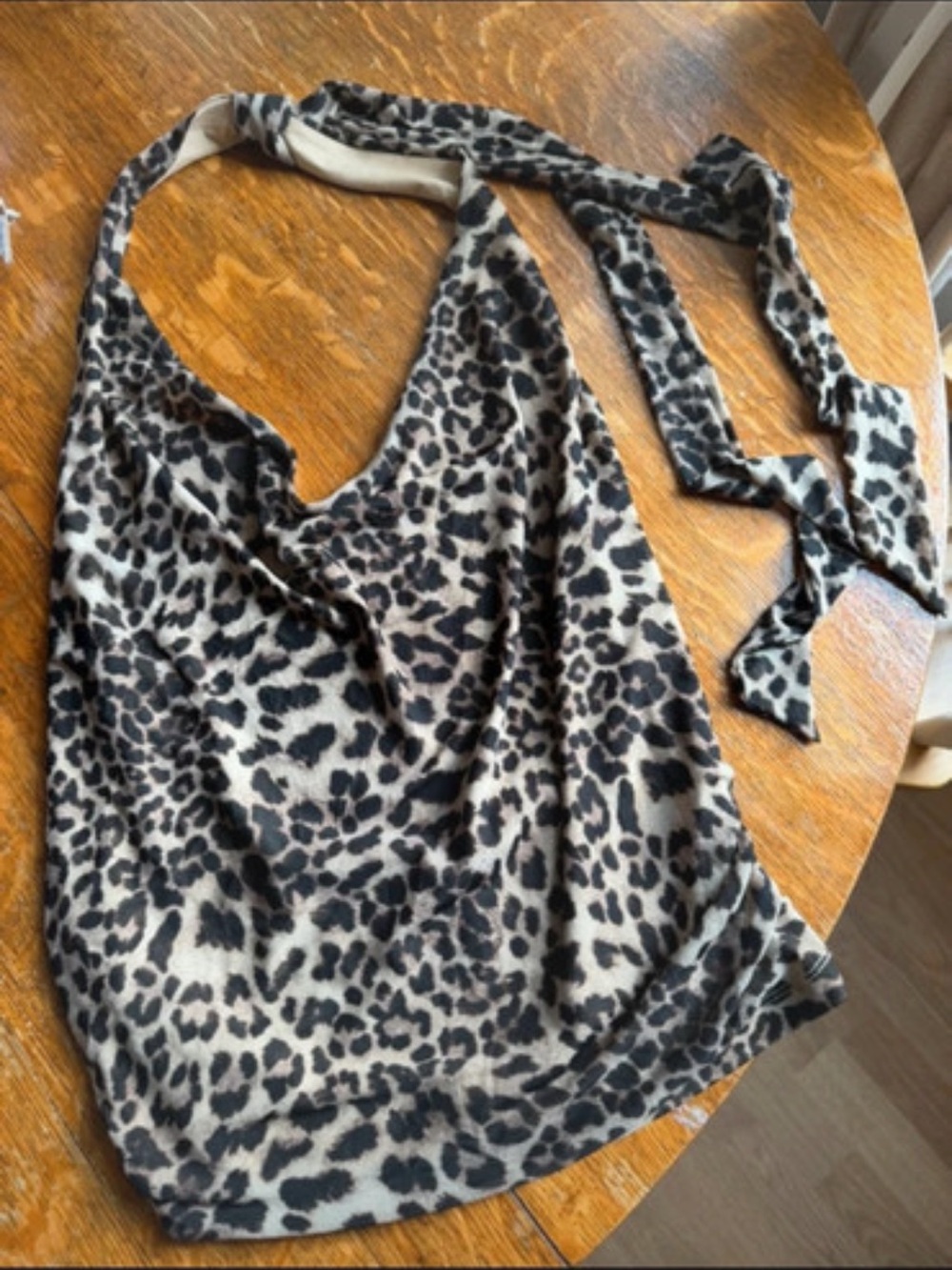 wild fable Beige and Black Leopard Halter Top